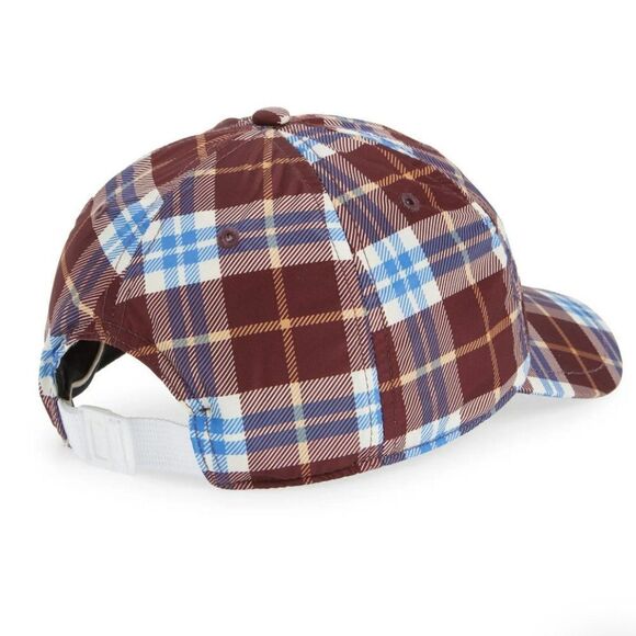 Rag & Bone Unisex Addison Baseball Cap in Burgundy Plaid - Picture 2 of 12